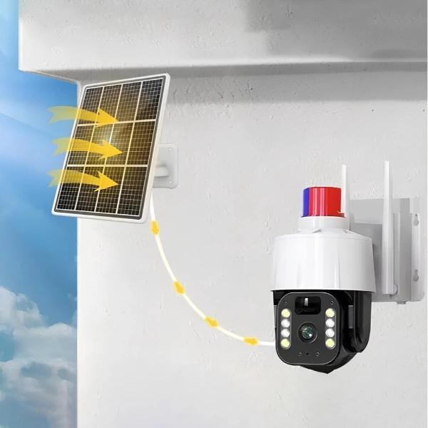 Güneş Enerjili Alarmlı Çakarlı Dış Mekan Güvenlik Kamerası - Image 1