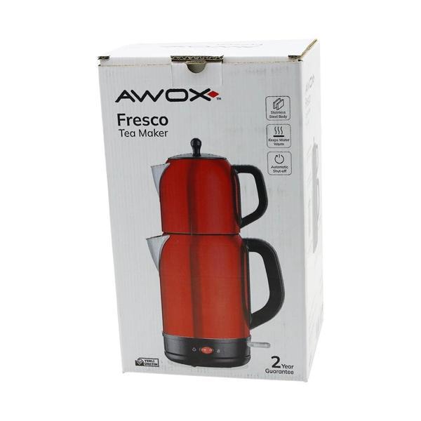 AWOX FRESCO KIRMIZI ELEKTRİKLİ ÇAY MAKİNESİ ÇAYCI SET 1.7LT SU ISITICI + 1.2LT DEMLİK PASLANMAZ ÇELİ - Image 1