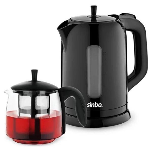 ELEKTRİKLİ CAM DEMLİKLİ PLASTİK ÇAYCI SETİ 1600W 1.7LT - 0.7LT STM-5840 (5365) - Image 1