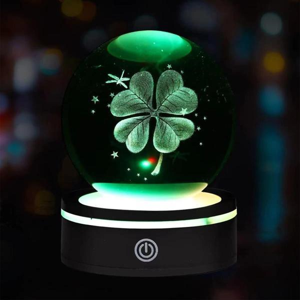 USB'li Yonca Tasarımlı Dönen Cam Küre - Image 1