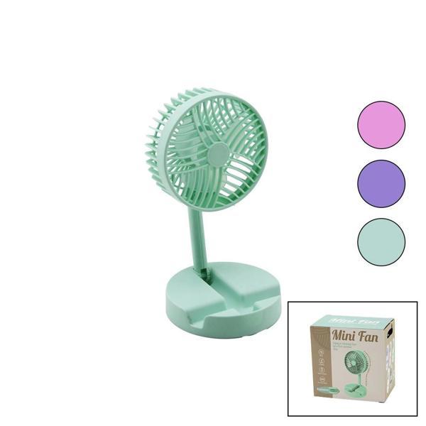 MİNİ FAN W-1630-A SDR-B07 M.ÜSTÜ VANTİLATÖR USB ŞARJLI KATLANIR FAN=12.5CM - AYAK=12.5CM 180 DERECE  - Image 1