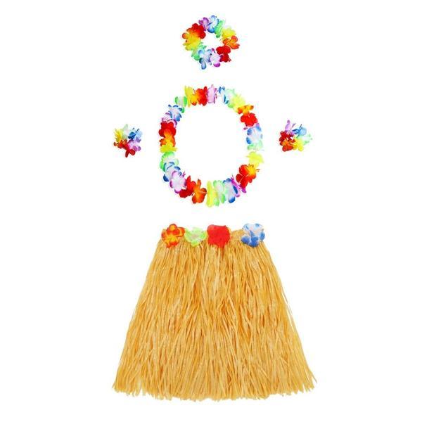 Luau Aloha Hawaii Kolye Etek Taç ve Bileklik Seti Turuncu (5365) - Image 1