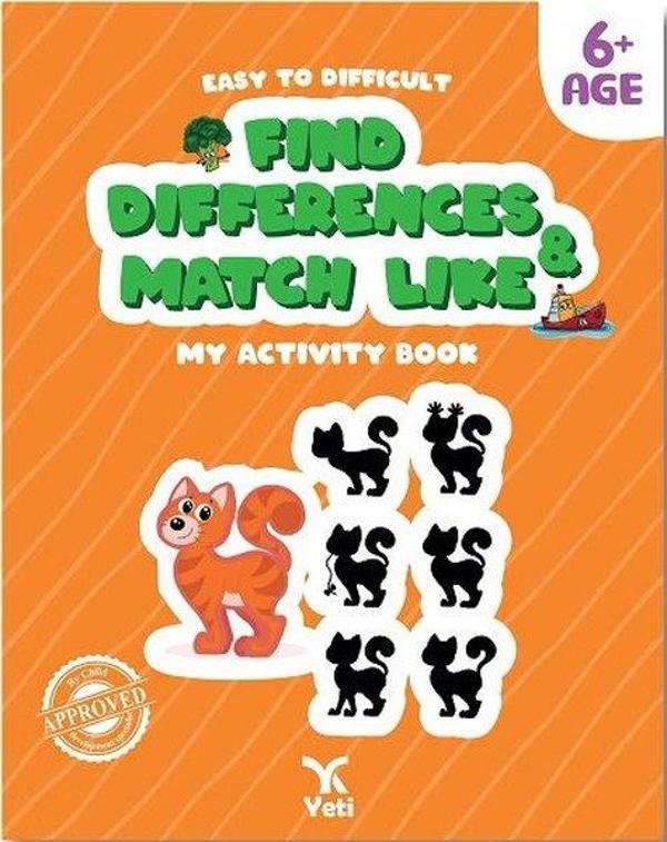 Easy to Difficult Find Differences and Match Like - My Activity Book 6+ Age - Yeti Kitap - Image 1