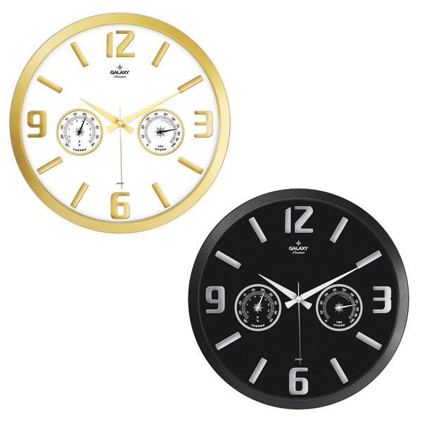 TERMOMETRELİ ISI - NEM ÖLÇER KABARTMA RAKAMLI DUVAR SAATİ (5365) - Image 1