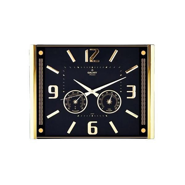 PREMİUM BAROMETRELİ ISI - NEM ÖLÇER KABARTMA RAKAMLI DUVAR SAATİ 41.5X32CM  707-A-1 (5365) - Image 1