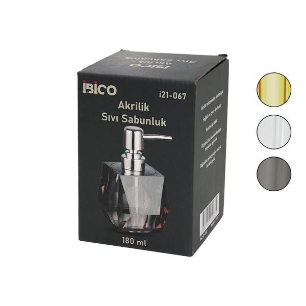 TOMBUL KARE - PRİZMA  ŞEFFAF - RENKLİ   AKRİLİK - MİKA KRİSTAL  SIVI SABUNLUK  180ML (5365) - Image 1