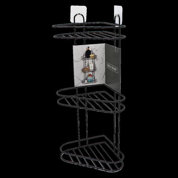 3 KATLI  SİYAH METAL KÖŞE RAFI (5365) - Image 1