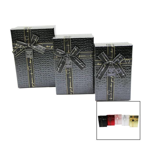 3 LÜ DİKDÖRTGEN DERİ DESENLİ HEDİYE KUTUSU (5365) - Image 1