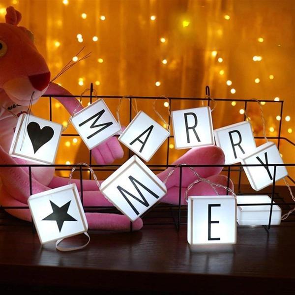 10'lu Lightbox Işıklı Harf Mesaj Panosu Dekoratif Harf Işık Zinciri (5365) - Image 1