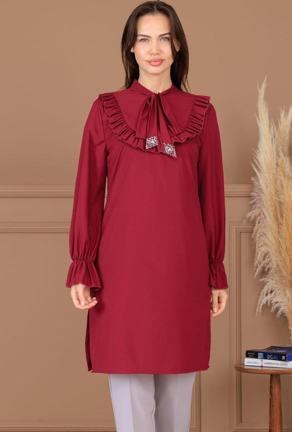 Asil Tesettür Tunik Bordo - Image 1
