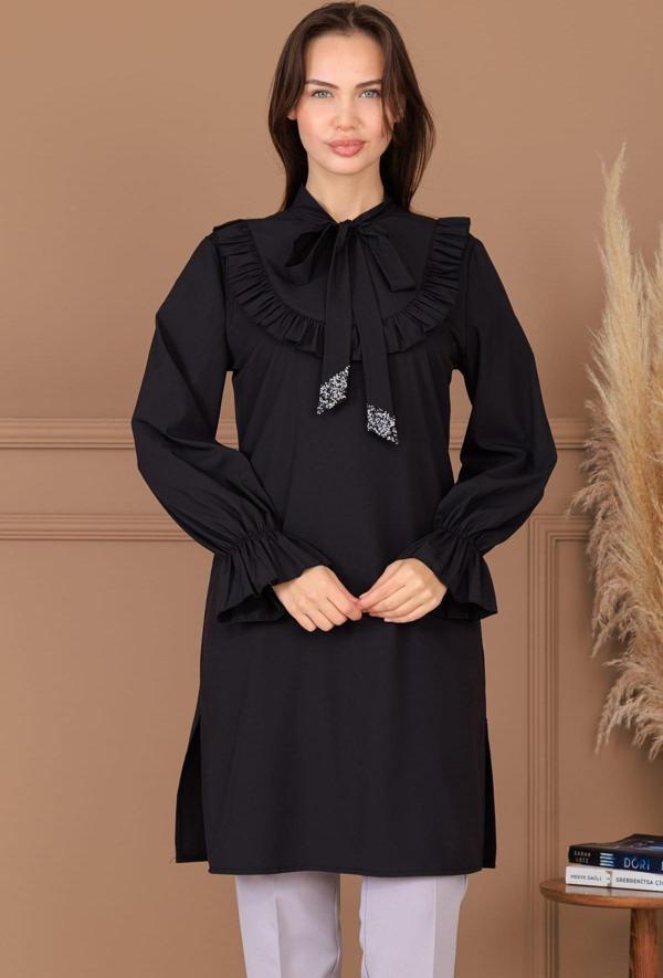 Asil Tesettür Tunik Siyah - Image 1