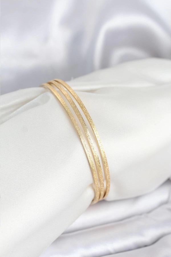 316L Çelik Gold Renk Simli Model Ajda 65 mm Kadın Bileklik - Image 1