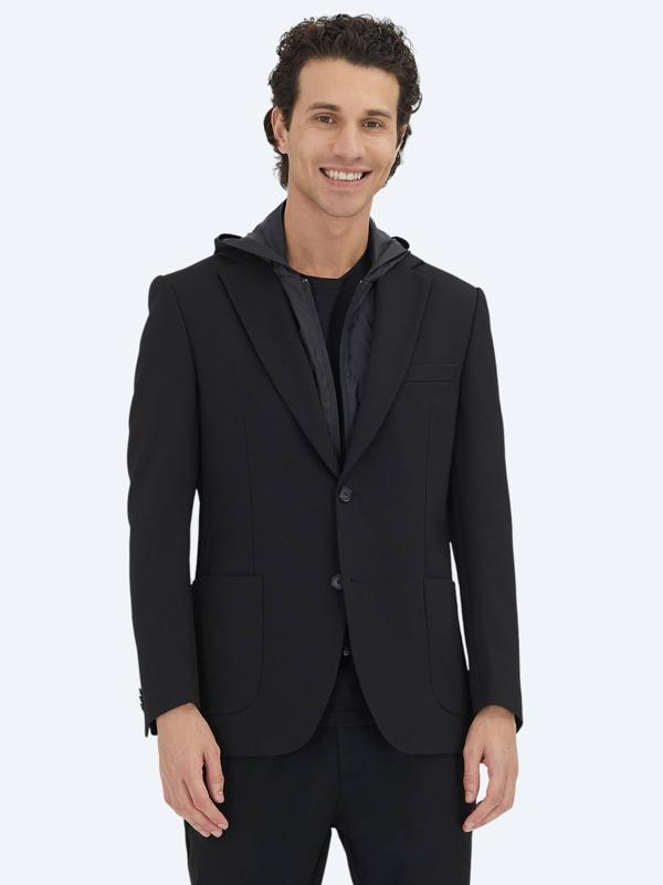 Siyah Düz Modern Fit Örme Ceket - Image 1