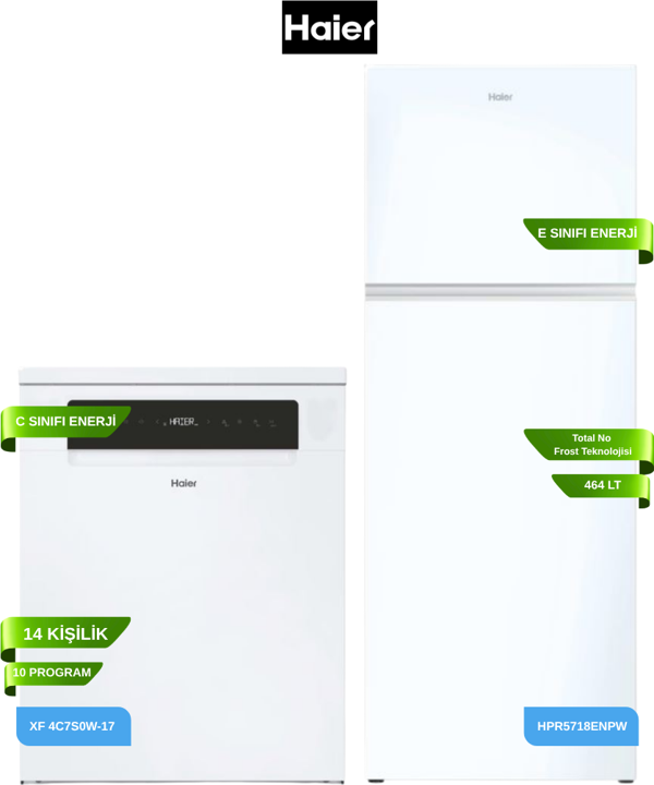 HAIER (HPR5718ENPW BUZDOLABI-XF 4C7S0W-17 BULAŞIK MAKİNESİ) 2'Lİ SET - Image 1