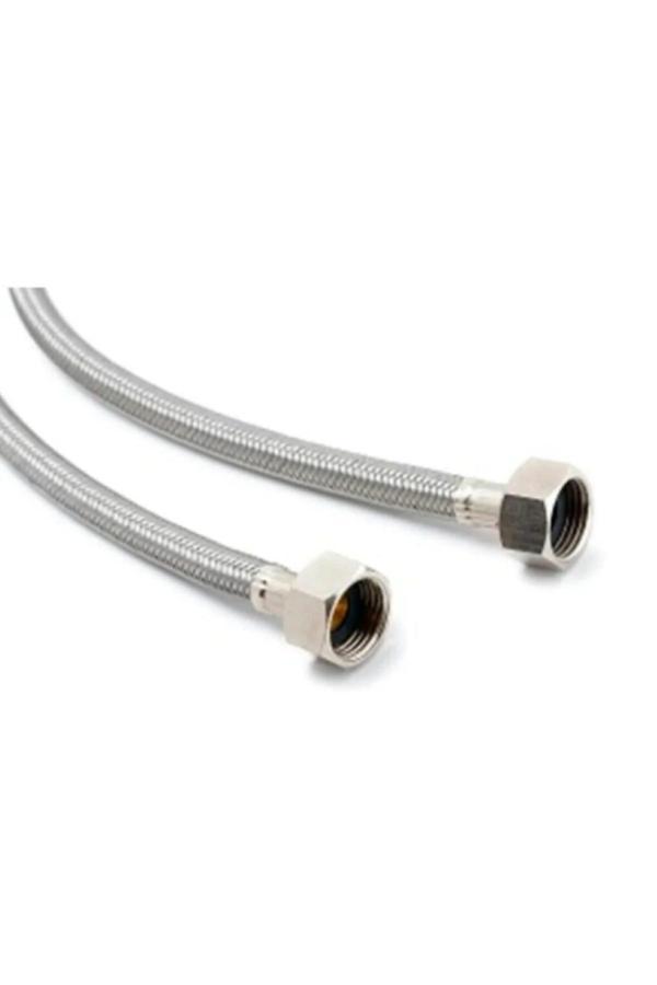 Ubm Paslanmaz Çelik Örgülü Klozet, Taharet Musluğu Fleksi Bağlantı Hortumu Flex 3/8-3/8 60 Cm - 2 Adet - Image 1