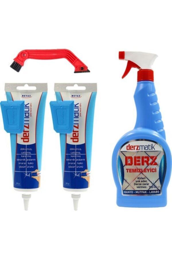 Derzmatik Gaga Uçlu 380Gr Beyaz Hazır Derz Dolgusu Ve Tamir Temizleme Seti - Image 1