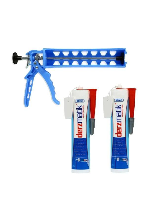 Derzmatik Adnoss Profosyonel Hazır Derz Dolgusu 450 Gram Beyaz (2 Adet) + Silikon Tabancası (1Adet) - Image 1
