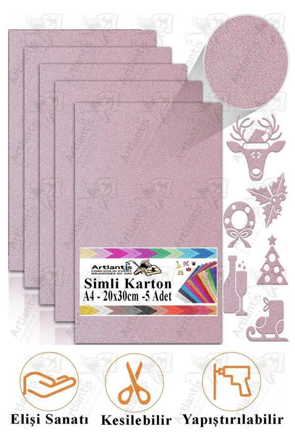 Simli Karton A4 20x30 cm 5 li 1 Paket Simli Fon Kartonu Parıltılı Kağıt Anasınıfı Kreş Etkinlik Proje Dekoratif - Image 1