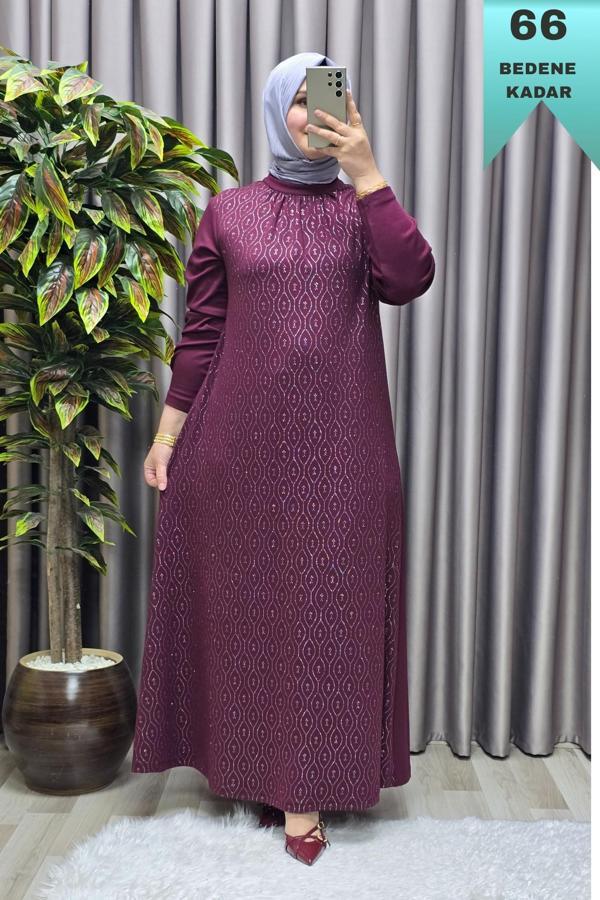 Kadın Giyim Büyük Beden 2200 Simli Kloş Elbise  - Image 1