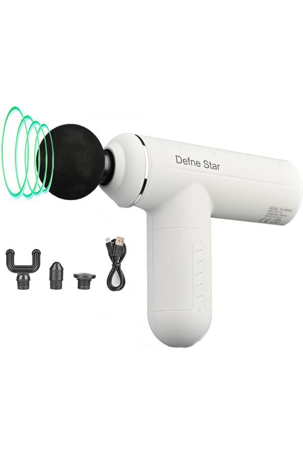 Defne Star Darbeli Titreşimli Şarjlı Sporcu Masaj Tabancası Masaj Aleti Kas Rahatlatıcı Egzersiz Aleti Beyaz - Image 1