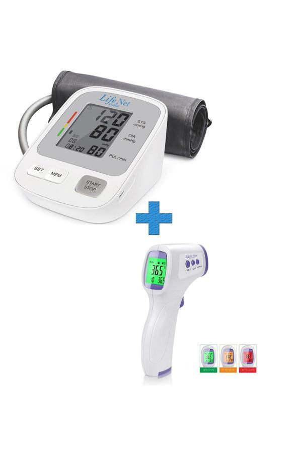 Life Net Medikal Üst Koldan Dijital Tam Otomatik Tansiyon Aleti Wbp 108 + Dijital Temassız Ateş Ölçer Ja-11C - Image 1