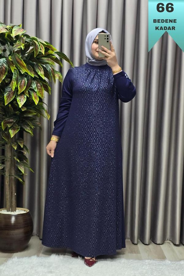 Kadın Giyim Büyük Beden 2200 Simli Kloş Elbise  - Image 1