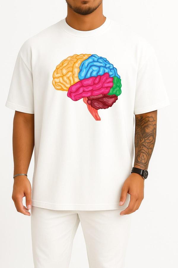 Oversize Human Brain Anatomy Göğüs Tasarımlı Unisex T-Shirt - Image 1