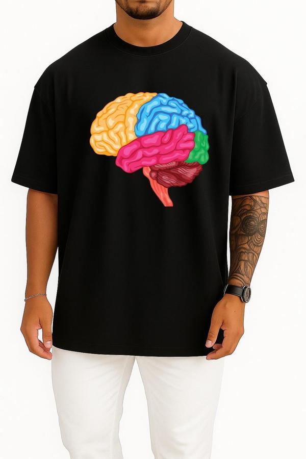 Oversize Human Brain Anatomy Göğüs Tasarımlı Unisex T-Shirt - Image 1