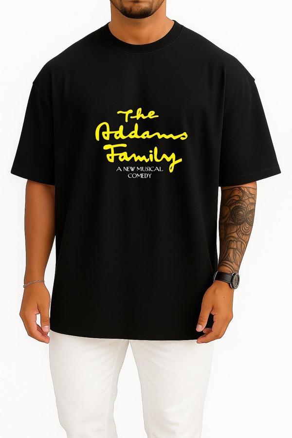 Oversize The Addams Family Musical Theatre Göğüs Tasarımlı Unisex T-Shirt - Image 1