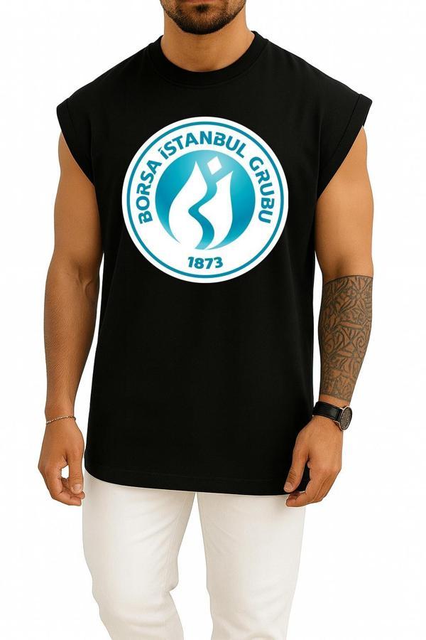 Oversize Borsa Istanbul Exchange Göğüs Tasarımlı Atlet - Image 1