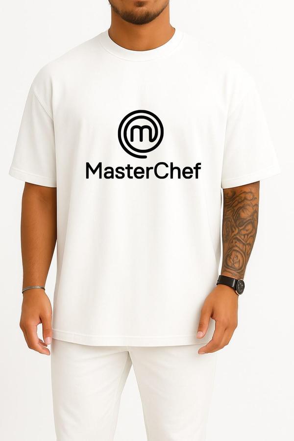 Oversize Masterchef Logo Göğüs Tasarımlı Unisex T-Shirt - Image 1