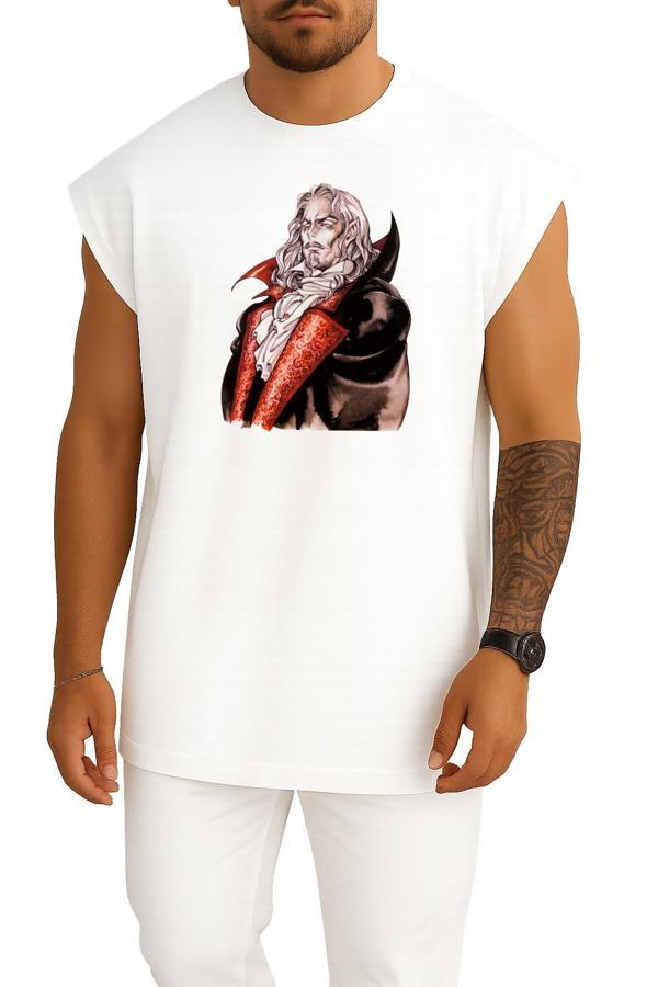 Oversize Count Dracula İllustration, Castlevania Göğüs Tasarımlı Atlet - Image 1