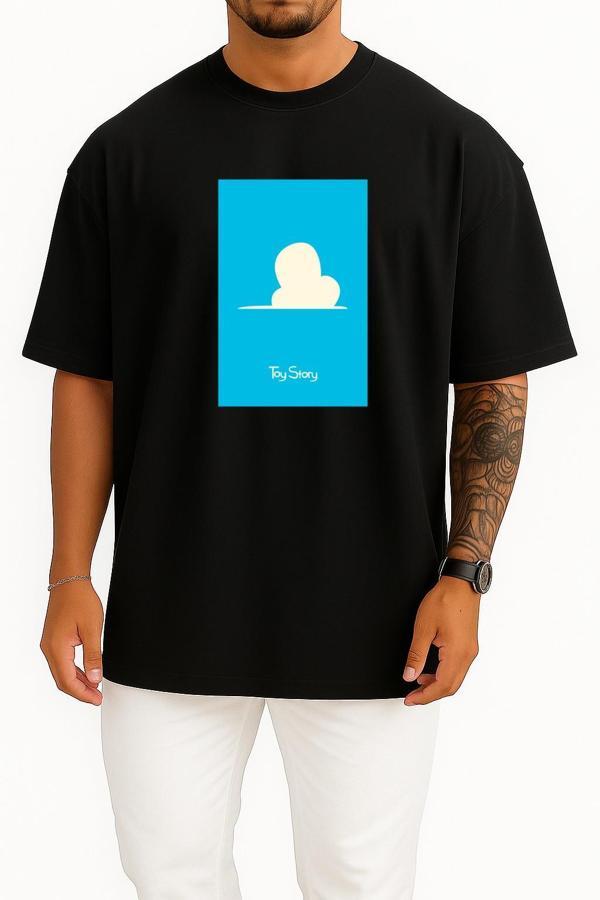 Oversize Toy Story Blue Background Göğüs ve Sırt Tasarımlı Unisex T-Shirt - Image 1