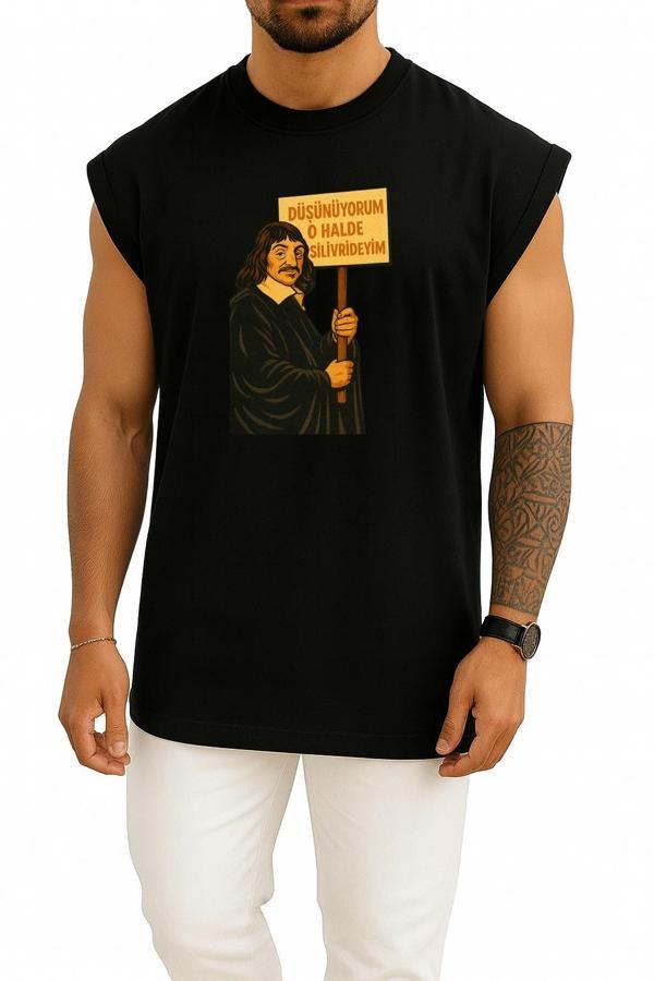Oversize Düşünüyorum O Halde Silivrideyim Göğüs Tasarımlı Atlet - Image 1