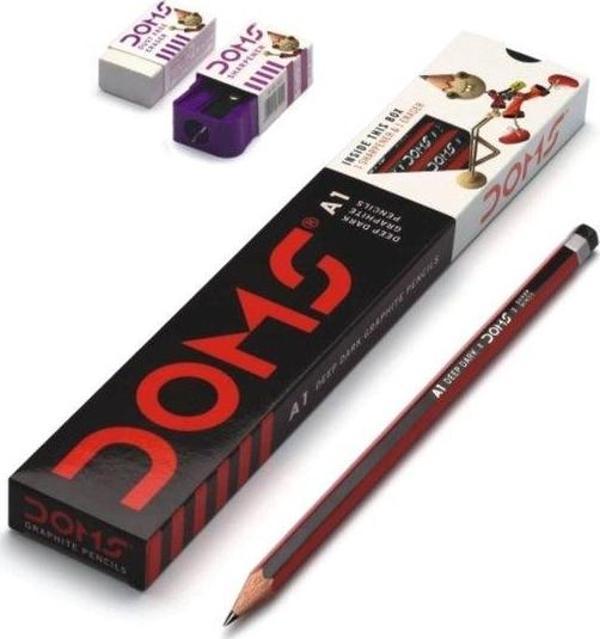 Doms DO3414 A1 Kurşun Kalem 12'li + Silgi + Kalemtraş (Kritik Stok) - Image 1