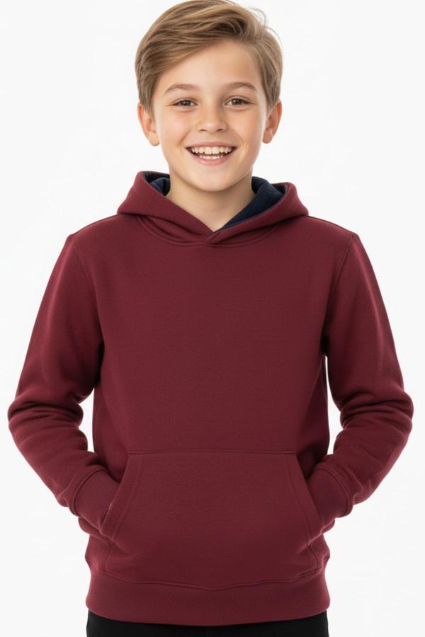 Erkek Çocuk Bordo Kapüşonlu Cepli 3 İplik  Sweatshirt BGL-ST05002 - Image 1