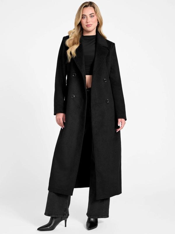 Guess Lorenza Kadın Siyah Yün Karışımlı Kaban W5BL21WGVR2-JBLK - Image 1