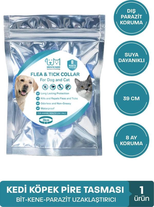 Muvicado Kedi Pire Tasması Kedi Köpek Bit Pire Kene Önleyici Tasma Ayarlanabilir 39 Cm Su Geçirmez 8 Ay Etki - Image 1