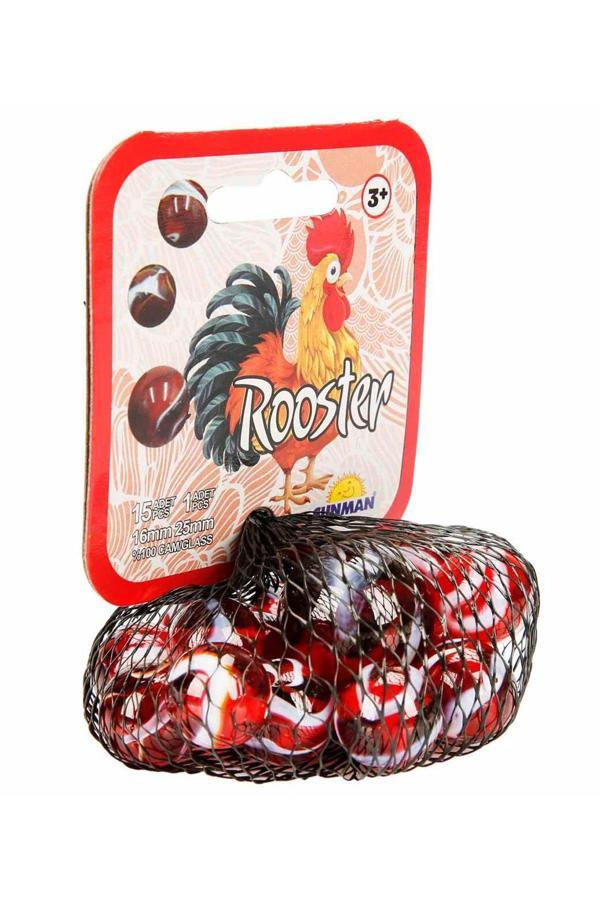 Horoz Kırmızı Misket Oyunu – Cam Bilye Seti Büyük Boy Misketli 16 Parça - Image 1