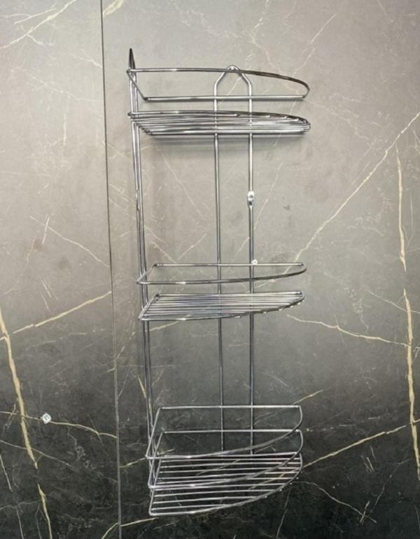 Renk Yapı Rüyası Metal Köşe 3 Katlı Krom Banyo Rafı Duş Duşakabin İçi Rafı Şampuanlık Keselik - Image 1