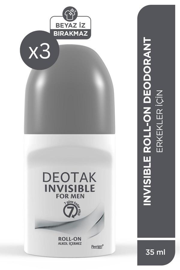 Invisible Erkek 7 Güne Kadar Etkili Roll-On Deodorant 35 ml x 3 Adet - Image 1
