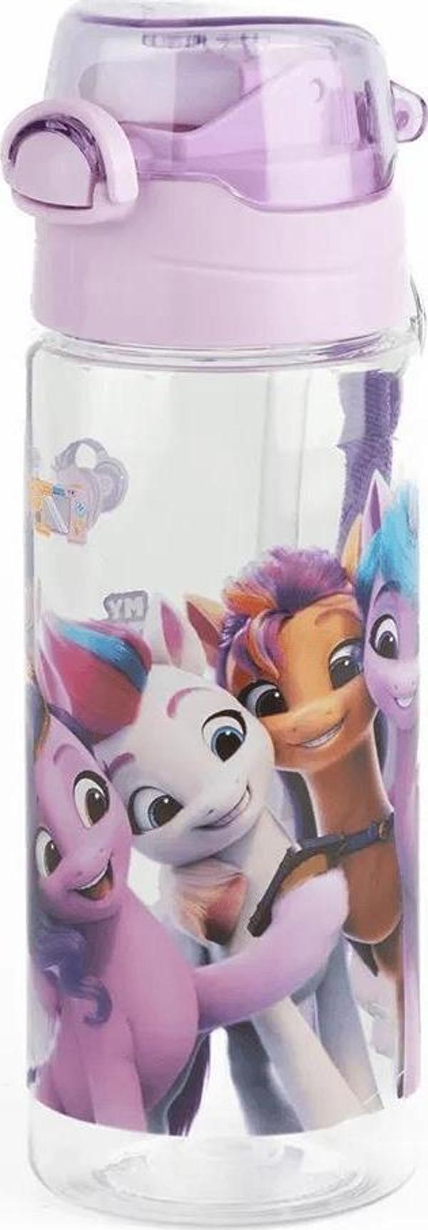 Masho Trend My Little Pony Şeffaf Matara 500ml - Pony Çocuk Suluk - Lisanslı My Little Pony Matara Pipetli Suluk - Image 1
