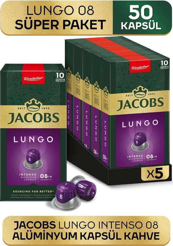 Jacobs Lungo 8 Intenso Nespresso Uyumlu Alüminyum Kapsül Kahve 10 Adet X 5 Paket - Image 1