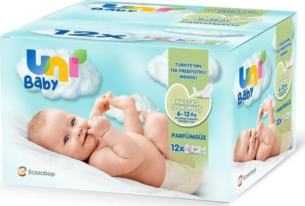 Uni Baby Hassas Dokunuş Islak Mendil 12'li 624 Yaprak - Image 1
