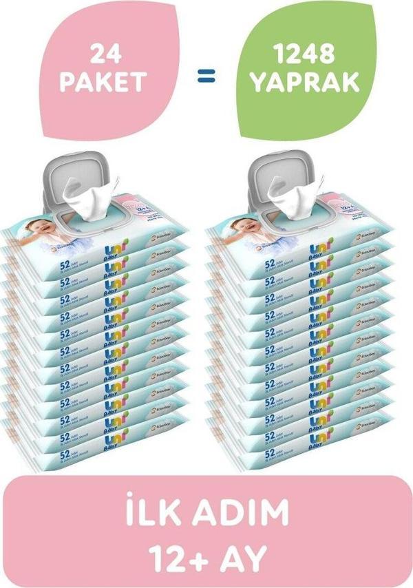 Uni Baby Ilk Adım Islak Mendil 24 x 52 Yaprak - Image 1