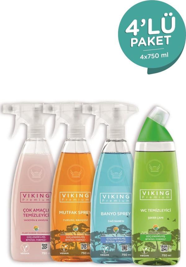 Viking Premium 4'lü (Çok Amaçlı, Banyo, Mutfak, Wc) Paket 750 ml x 4 Adet - Image 1