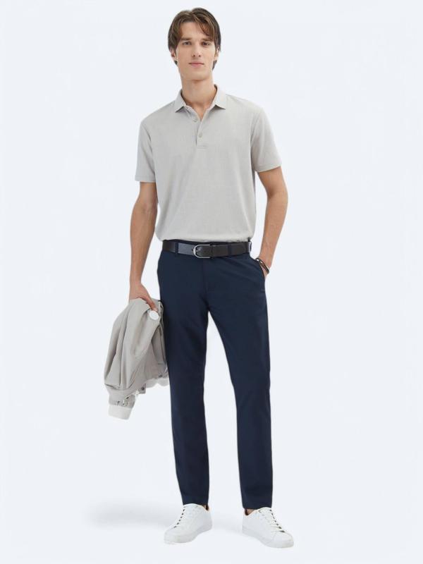 Lacivert Dokuma Slim Fit Casual Pantolon - Image 1