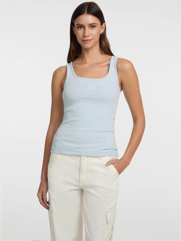 Guess GJ TANK TOP SLIM RIB EMBRO Kadın Mavi Atlet W5GP26KA0H1-G7O7 - Image 1