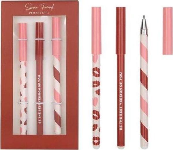 Plastik Gövde Tükenmez Kalem Şeritli 3 Lü - Image 1