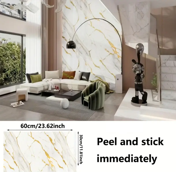 Beyaz Mermer Desenli Alüminyum Plastik Duvar Sticker - Image 1